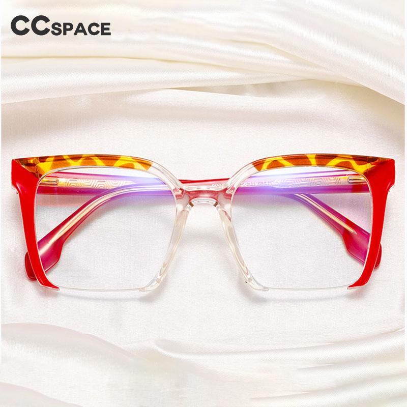 CCSpace Women's Semi Rim Square Cat Eye Tr 90 Titanium Eyeglasses 55292 Semi Rim CCspace   