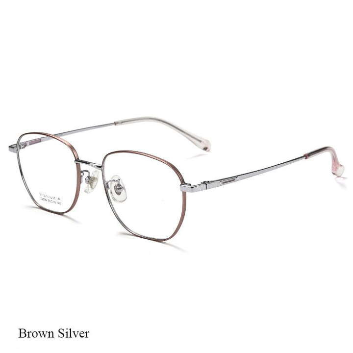 Bclear Unisex Full Rim Square Titanium Eyeglasses Lb5509 Full Rim Bclear Brown silver  