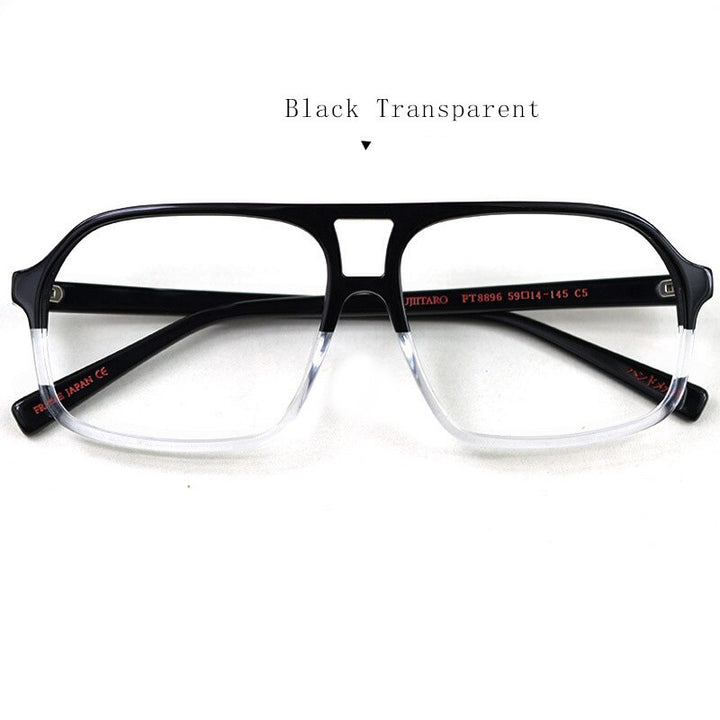 Hdcrafter Unisex Full Rim Square Double Bridge Acetate Tr 90 Eyeglasses Ft8896 Full Rim Hdcrafter Eyeglasses black transparent  