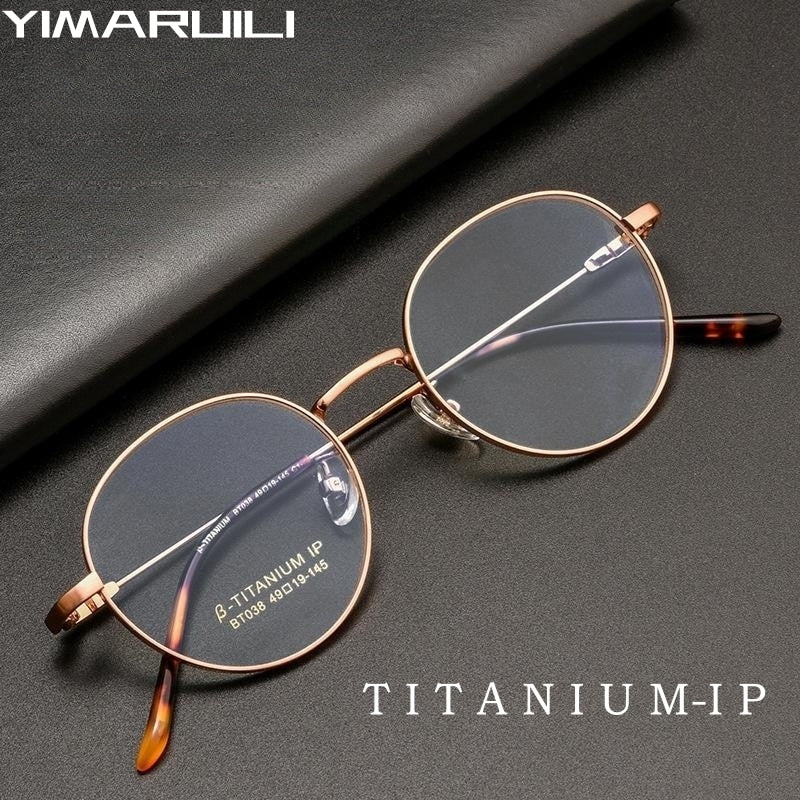 Yimaruili Unisex Full Rim Round Titanium Alloy Eyeglasses Bt038t Full Rim Yimaruili Eyeglasses   