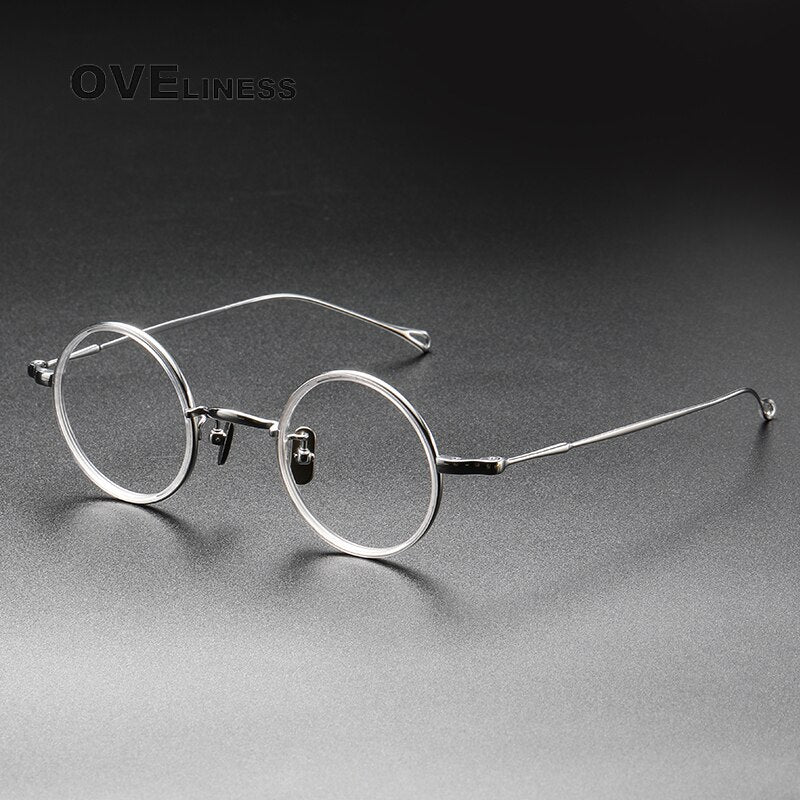 Oveliness Unisex Full Rim Round Titanium Eyeglasses V8 Full Rim Oveliness clear silver  