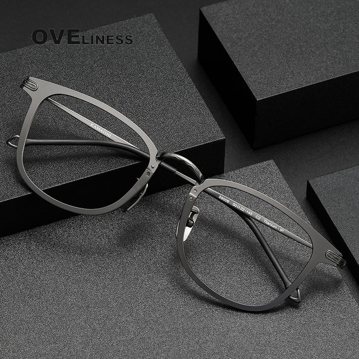 Oveliness Unisex Full Rim Square Titanium Eyeglasses 88009 Full Rim Oveliness   