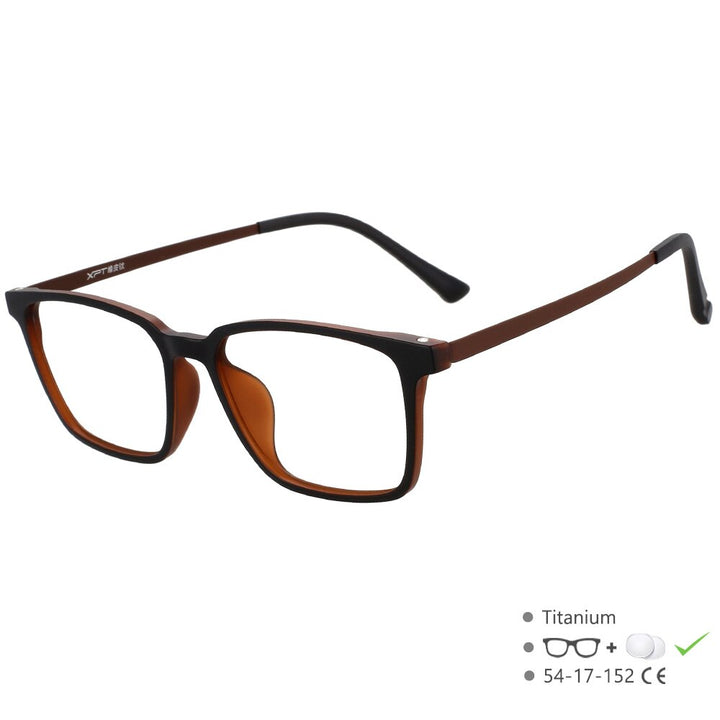 CCspace Unisex Full Rim Square Titanium Eyeglasses 49645 Full Rim CCspace BlackCoffee China 