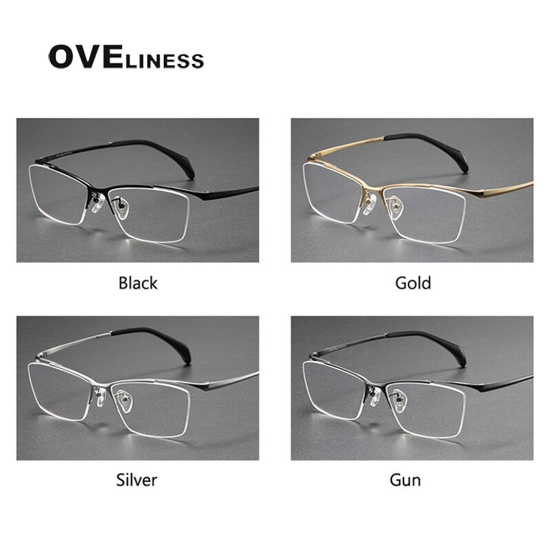 Oveliness Unisex Semi Rim Square Titanium Eyeglasses 6650 Semi Rim Oveliness   