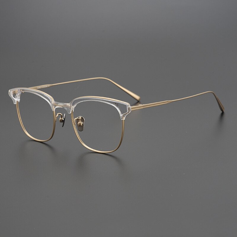 Gatenac Unisex Full Rim Square Tr 90 Titanium Eyeglasses Gxyj967 Full Rim Gatenac Gold Transparent  