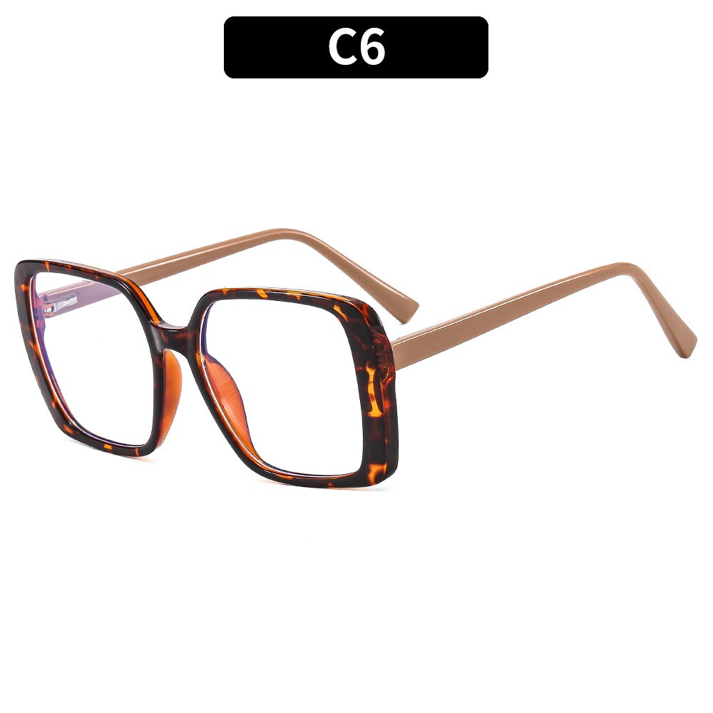 CCSpace Women's Full Rim Oversized Square Tr 90 Titanium Eyeglasses 54640 Full Rim CCspace China Leopard 