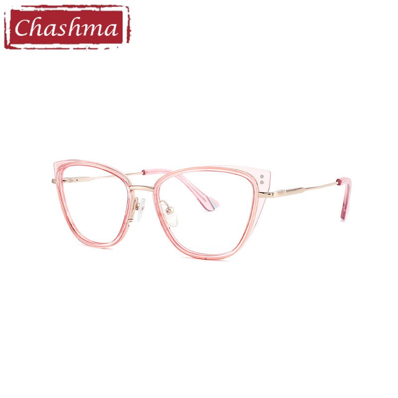 Chashma Ottica Women's Full Rim Square Cat Eye Tr 90 Titanium Eyeglasses 9027 Full Rim Chashma Ottica Pink  