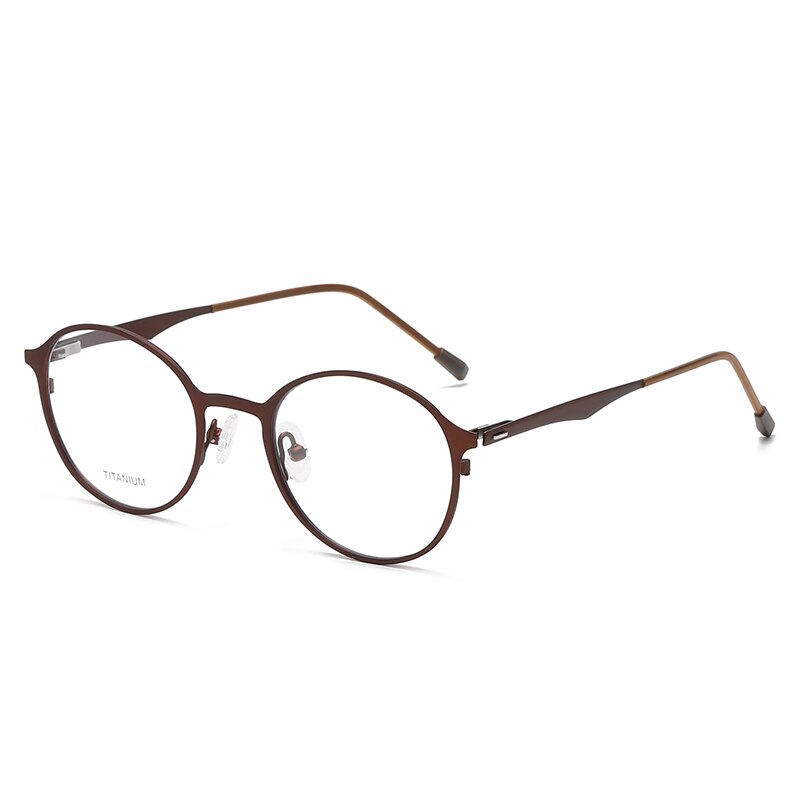 Zirosat Unisex Full Rim Round Titanium Eyeglasses P8821 Full Rim Zirosat brown  