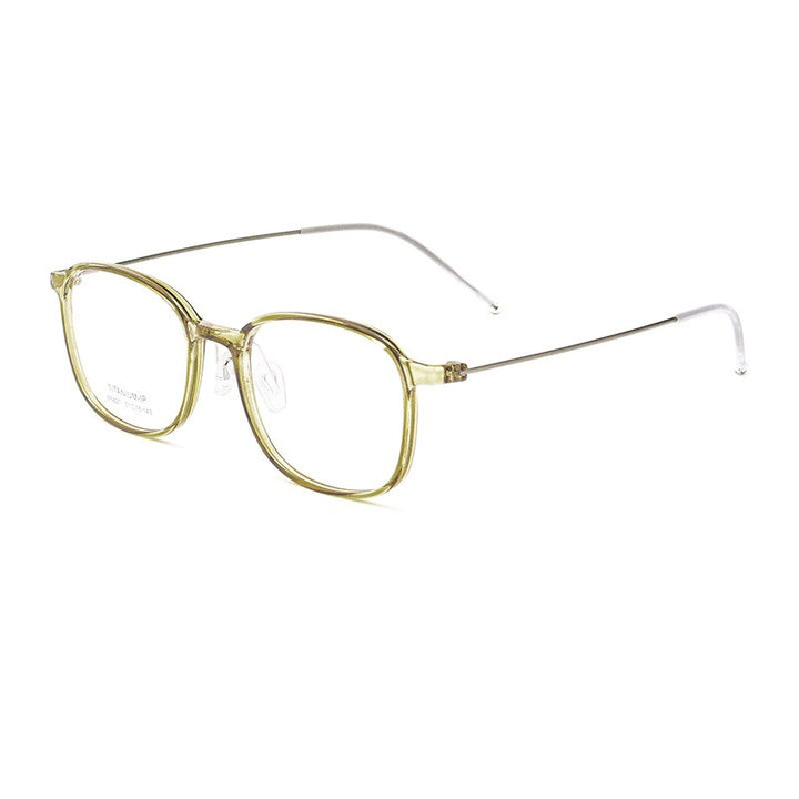Hotochki Men's Full Rim Rectangle Titanium Ip Electroplated Frame Eyeglasses Pt2219 Full Rim Hotochki green  