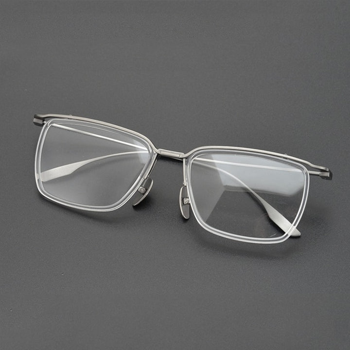 Gatenac Unisex Full Rim Square Titanium Eyeglasses Gxyj896 Full Rim Gatenac   