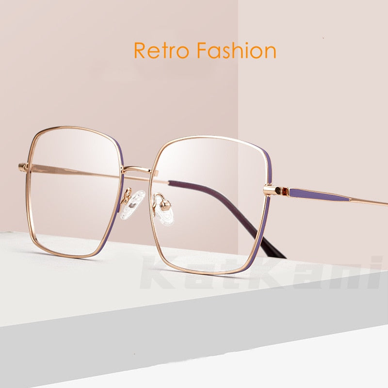 KatKani Unisex Full Rim Square Titanium Alloy IP Plated Frame Eyeglasses Ac007 Full Rim KatKani Eyeglasses   