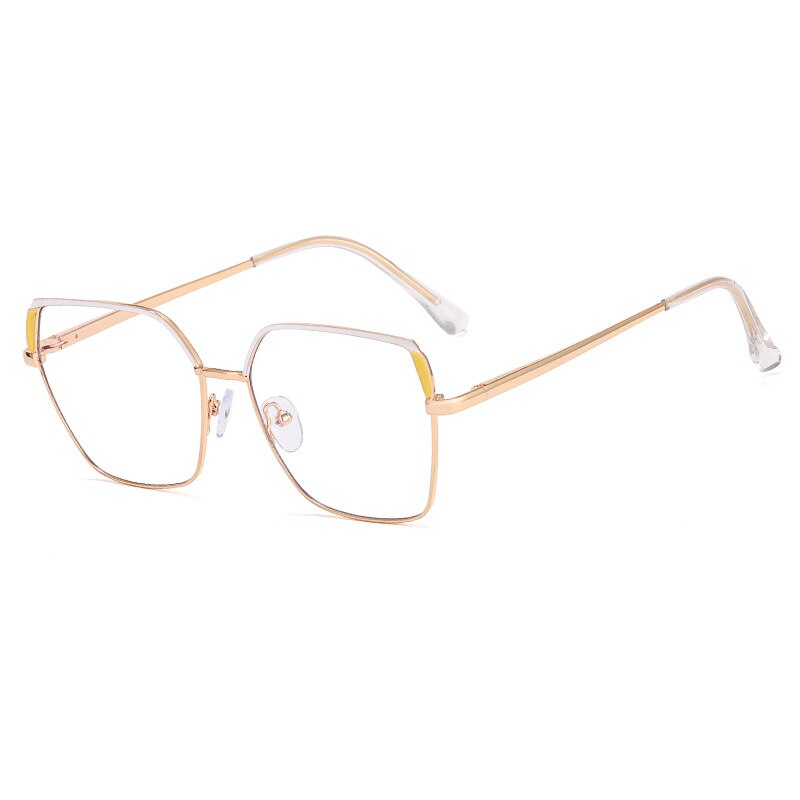 CCSpace Women's Full Rim Squar Cat Eye Titanium Alloy Eyeglasses 55574 Full Rim CCspace China C1White 