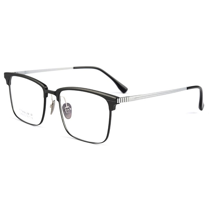 Handoer Men's Full Rim Square Titanium Eyeglasses 9202 Full Rim Handoer Green Silver  
