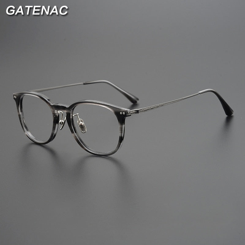 Gatenac Unisex Full Rim Round Square Titanium Eyeglasses Gxyj959 Full Rim Gatenac   