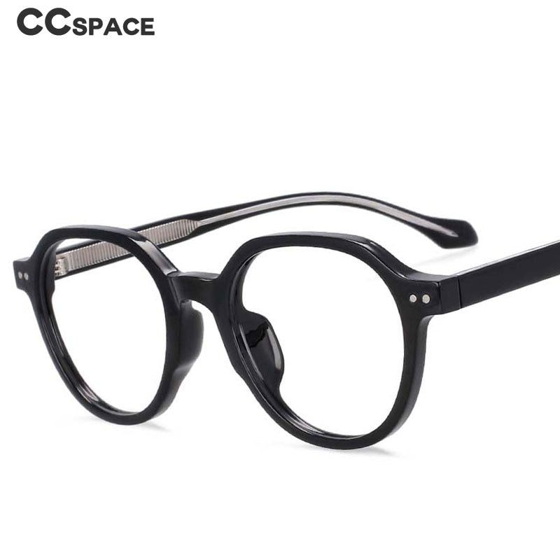 CCSpace Women's Full Rim Round Acetate Titanium Frame Eyeglasses 54255 Full Rim CCspace   