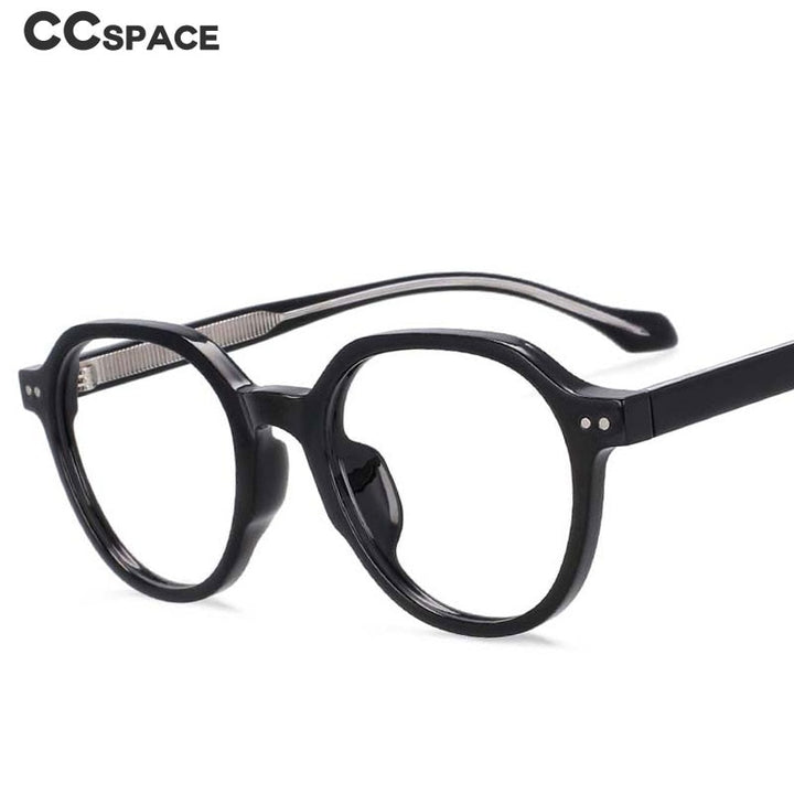 CCspace Women's Full Rim Round Acetate Titanium Frame Eyeglasses 54255 Full Rim CCspace   