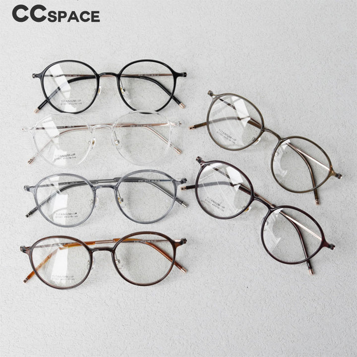 CCSpace Unisex Full Rim Irregular Round Tr 90 Titanium Eyeglasses 55264 Full Rim CCspace   