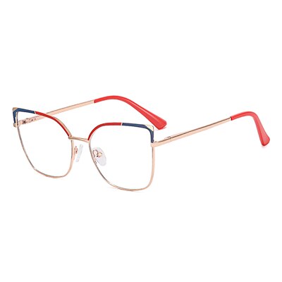 Ralferty Women's Full Rim Square Cat Eye Alloy Eyeglasses F82055 Full Rim Ralferty China C4 Orange 