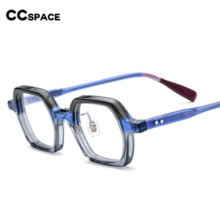 CCspace Unisex Full Rim Small Irregular Square Acetate Eyeglasses 54705 Full Rim CCspace   