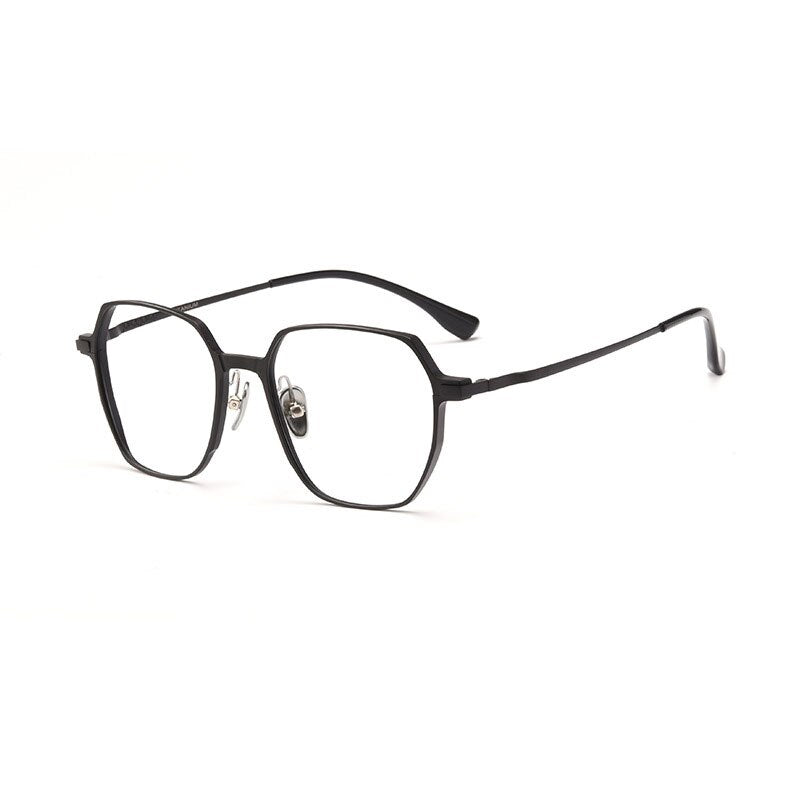 KatKani Unisex Full Rim Polygon Square Aluminum Magnesium Eyeglasses L5067M Full Rim KatKani Eyeglasses Black  