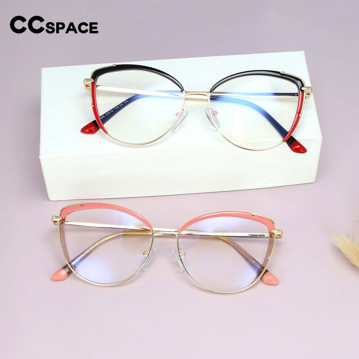 CCSpace Women's Full Rim Square Cat Eye Tr 90 Titanium Frame Eyeglasses 54278 Full Rim CCspace   