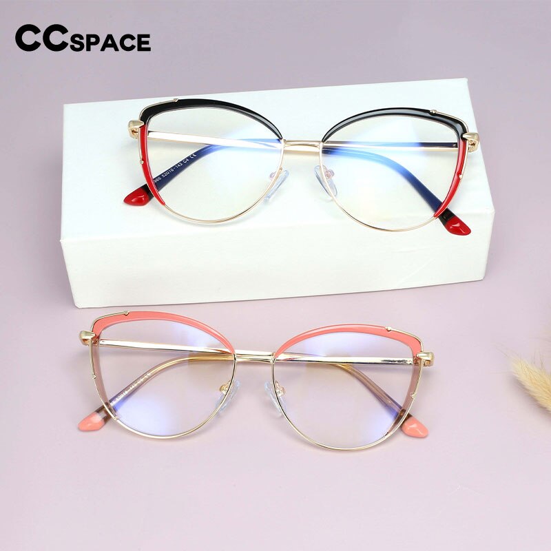 CCspace Women's Full Rim Square Cat Eye Tr 90 Titanium Eyeglasses 54278 Full Rim CCspace   