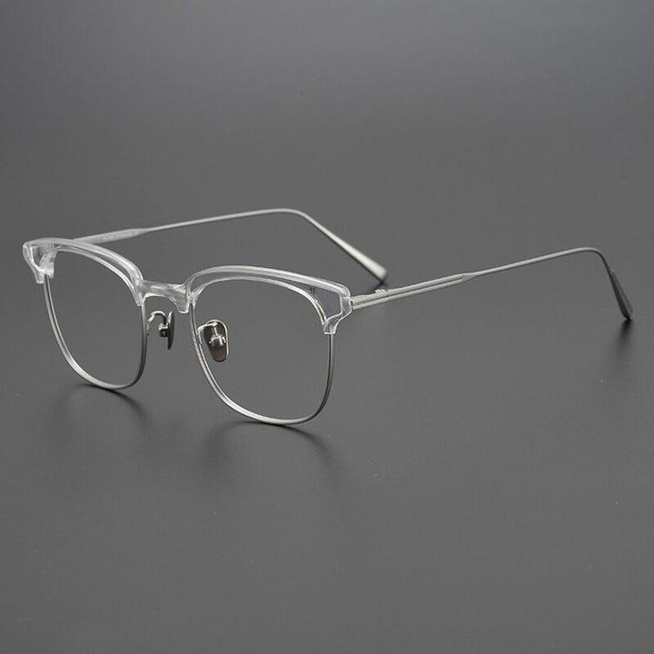 Gatenac Unisex Full Rim Square Tr 90 Titanium Eyeglasses Gxyj967 Full Rim Gatenac Silver  