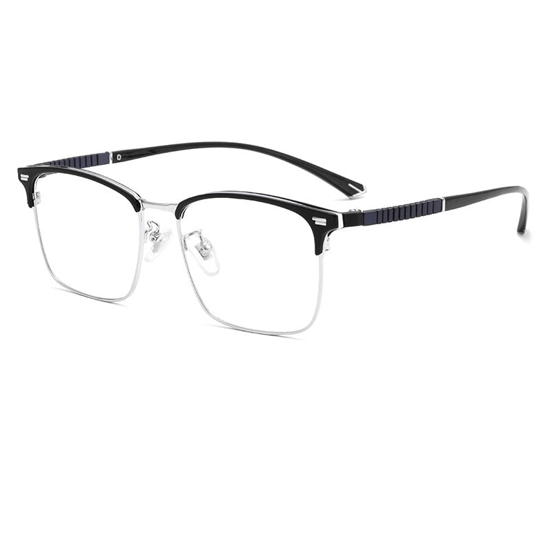 Yimaruili Men's Full Rim Square Alloy Eyeglasses P99070m Full Rim Yimaruili Eyeglasses Black Silver  