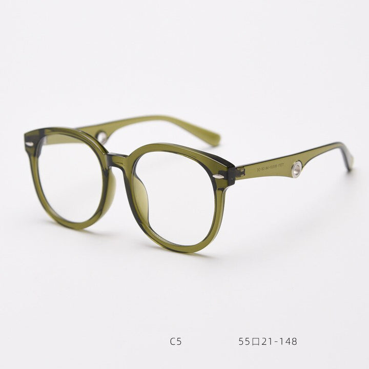 CCSpace Unisex Full Rim Big Round Square Tr 90 Titanium Eyeglasses 55685 Full Rim CCspace Olive green China 
