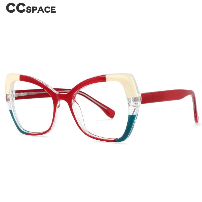 CCSpace Unisex Full Rim Cat Eye Tr 90 Titanium Frame Eyeglasses 54153 Full Rim CCspace   