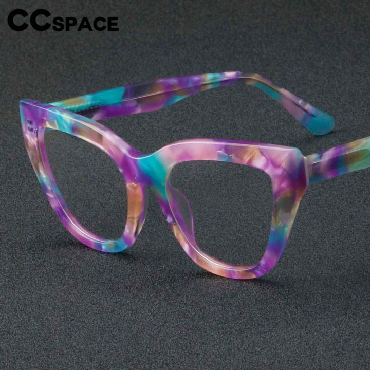 CCspace Unisex Full Rim Square Cat Eye Acetate Eyeglasses 56813 Full Rim CCspace   