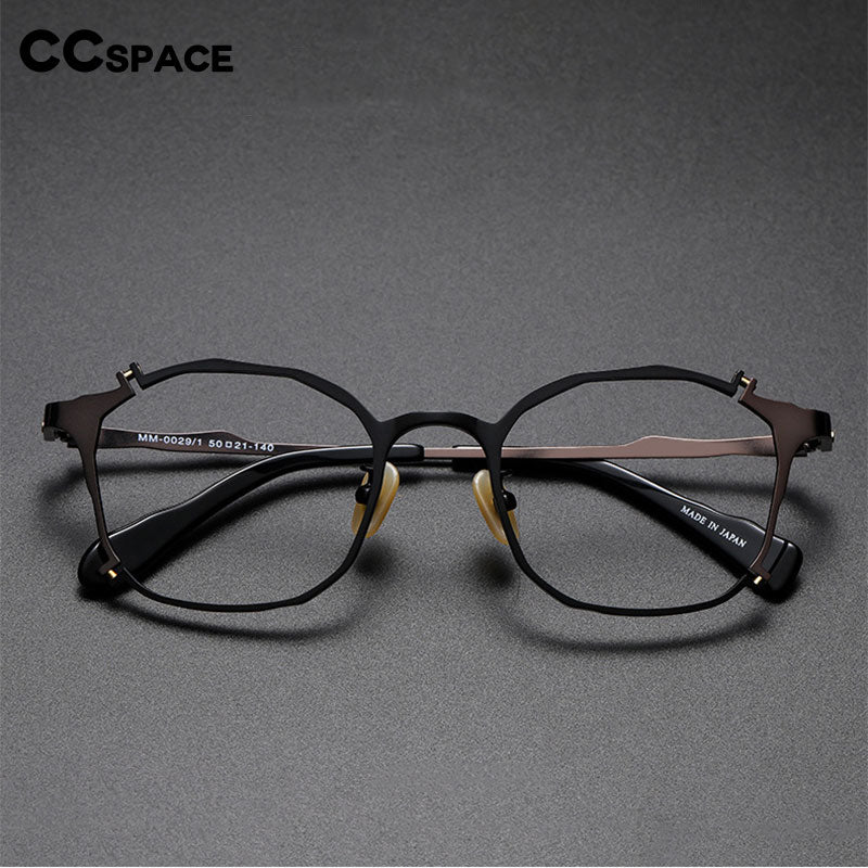 CCSpace Unisex Full Rim Irregular Square Titanium Rivet Eyeglasses 54535 Full Rim CCspace   
