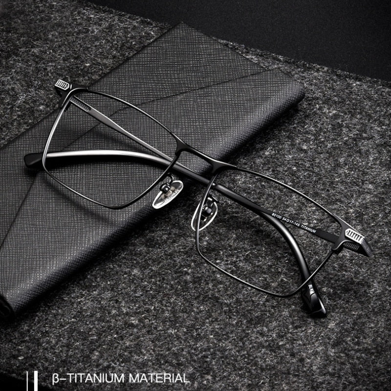 Hotochki Men's Full Rim Square Titanium Eyeglasses 80100T Full Rim Hotochki   
