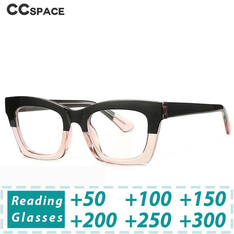 CCSpace Unisex Full Rim Square Cat Eye Tr 90 Titanium Reading Glasses R49524 Reading Glasses CCspace   