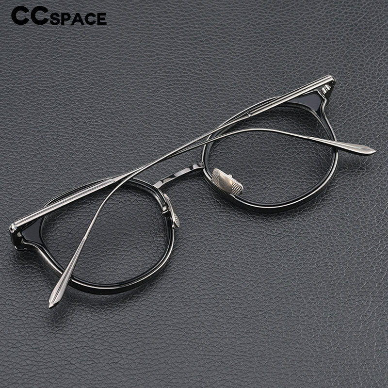 CCSpace Unisex Full Rim Square Cat Eye Acetate Titanium Eyeglasses 55740 Full Rim CCspace   