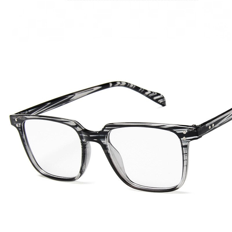 CCspace Unisex Full Rim Square Acetate Eyeglasses 55436 Full Rim CCspace GreyStripe China 