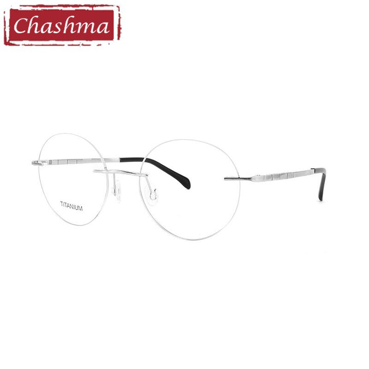 Chashma Ottica Unisex Rimless Round Titanium Eyeglasses 9015 Rimless Chashma Ottica Silver  