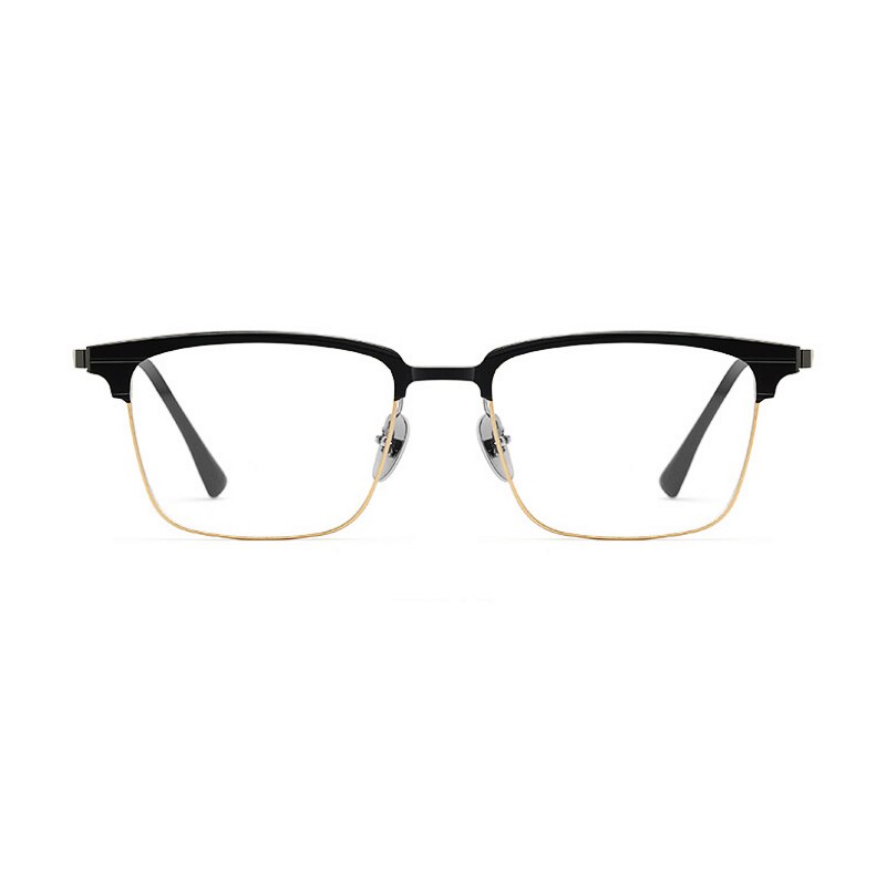 KatKani Unisex Full Rim  Square Titanium  Eyeglasses 9205 Full Rim KatKani Eyeglasses Black Gold  