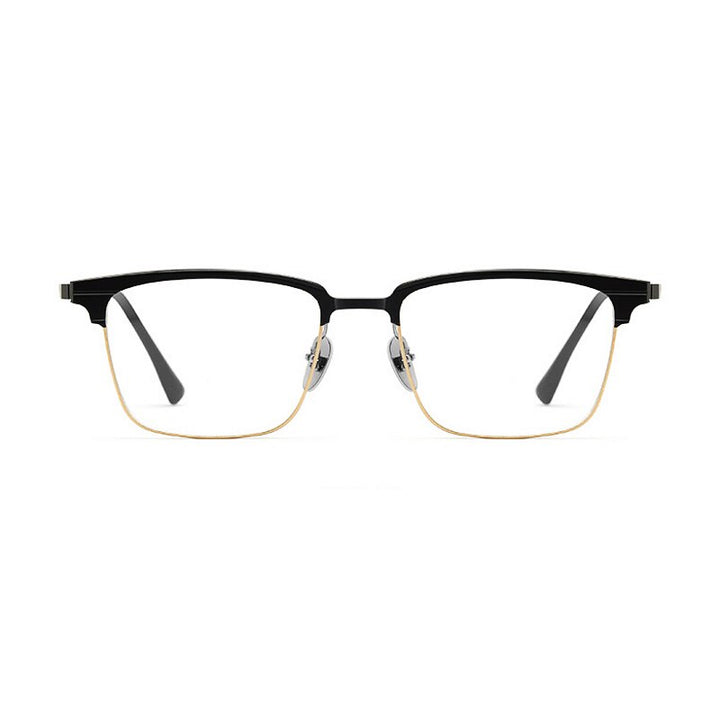 KatKani Unisex Full Rim  Square Titanium  Eyeglasses 9205 Full Rim KatKani Eyeglasses Black Gold  