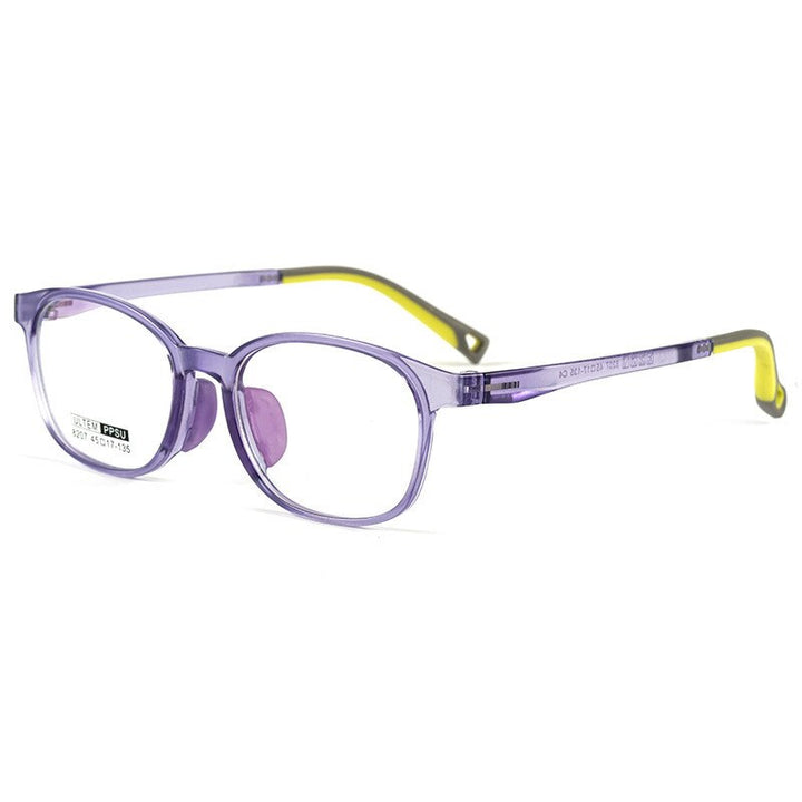KatKani Unisex Children's Full Rim  Square Ultem Plastic Steel Frame Eyeglasses 8207S Full Rim KatKani Eyeglasses Purple  