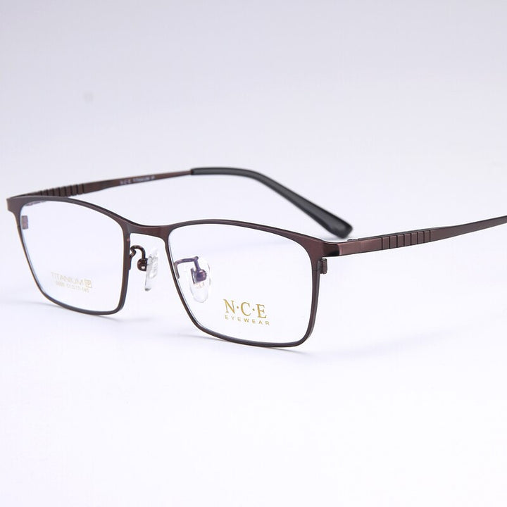 Reven Jate Unisex Full Rim Square Titanium Eyeglasses 5000 Full Rim Reven Jate brown  
