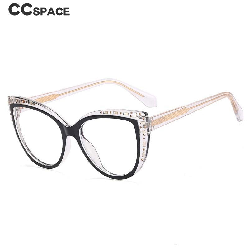CCSpace Women's Full Rim Square Cat Eye Tr 90 Titanium Eyeglasses 55133 Full Rim CCspace   