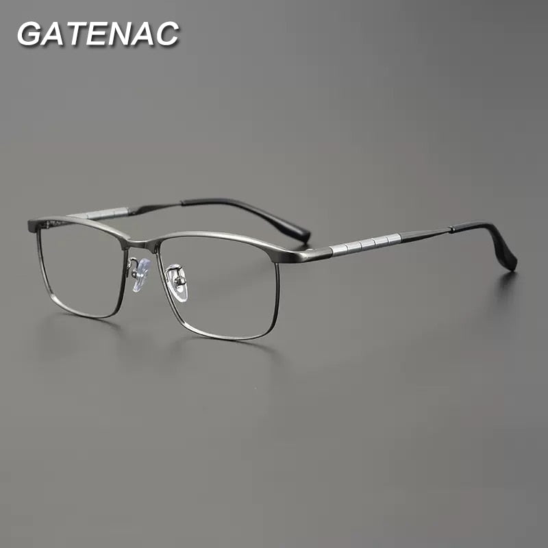 Gatenac Unisex Full Rim Irregular Square Titanium Eyeglasses Gxyj910 Full Rim Gatenac   