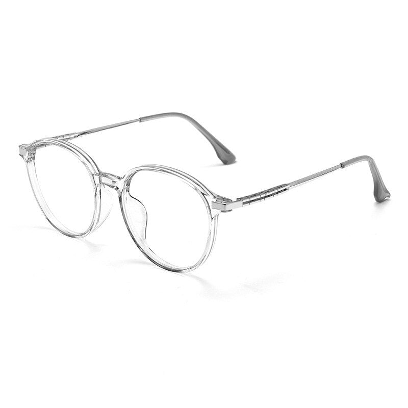 KatKani Unisex Full Rim Round Acetate Titanium Eyeglasses 96007S Full Rim KatKani Eyeglasses Transparent Gray  