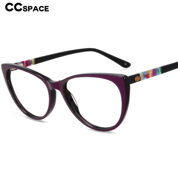 CCSpace Women's Full Rim Square Cat Eye Acetate Eyeglasses 55568 Full Rim CCspace   