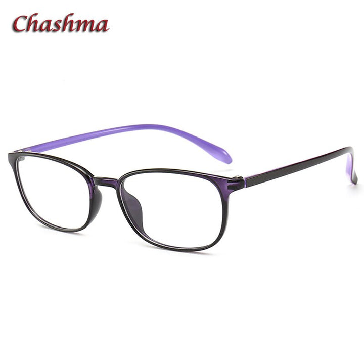 Chashma Women's Full Rim Square TR 90 Resin Titanium Frame Eyeglasses 6053 Full Rim Chashma Black Purple  