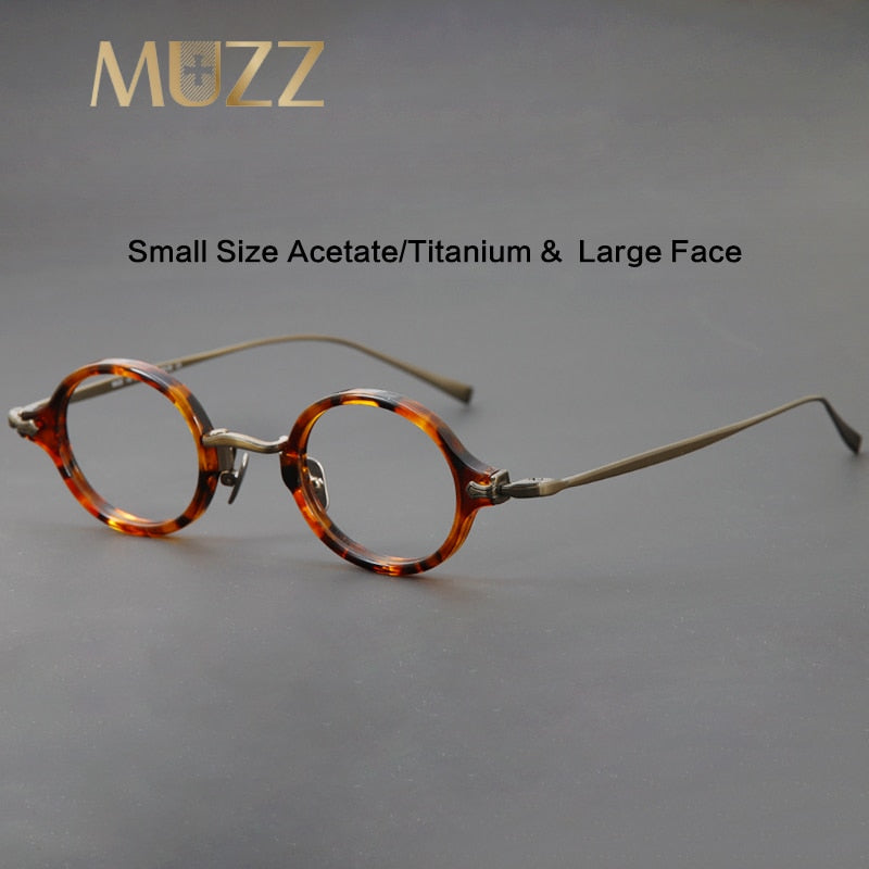 Muzz Unisex Full Rim Small Round Acetate Titanium Eyeglasses 180 Full Rim Muzz   