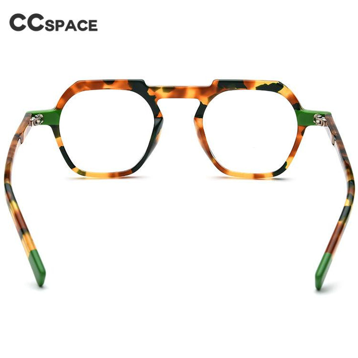 CCspace Unisex Full Rim Flat Top Round Acetate Titanium Eyeglasses 53330 Full Rim CCspace   