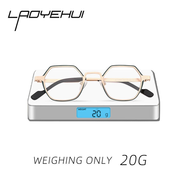 Laoyehui Unisex Full Rim Polygon Round Alloy Myopic Reading Glasses Glg8860c Reading Glasses Laoyehui   