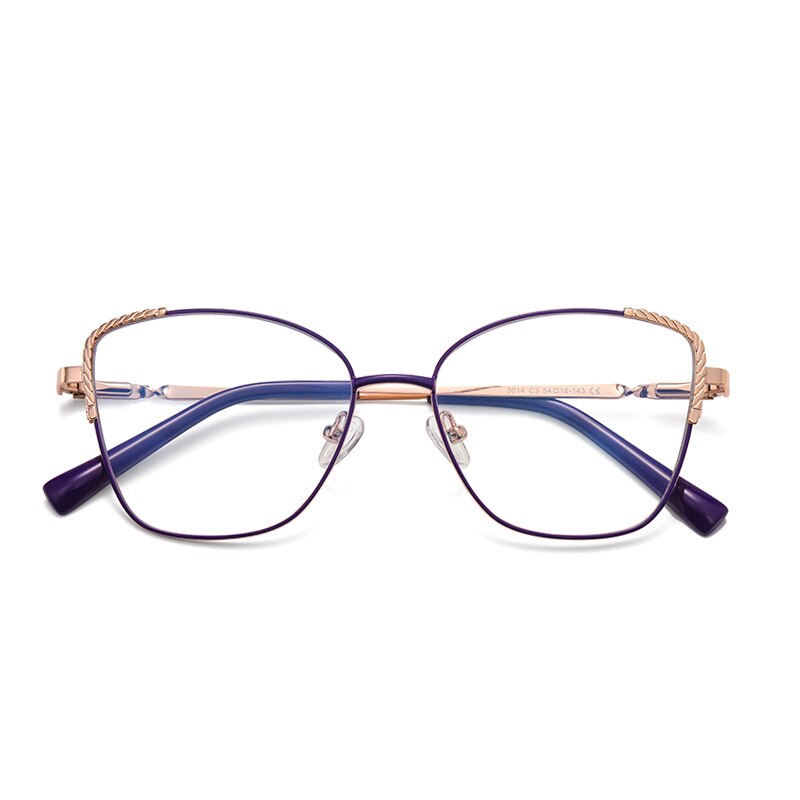 Hdcrafter Women's Full Rim Alloy Cat Eye Frame Eyeglasses 3014 Full Rim Hdcrafter Eyeglasses C3  